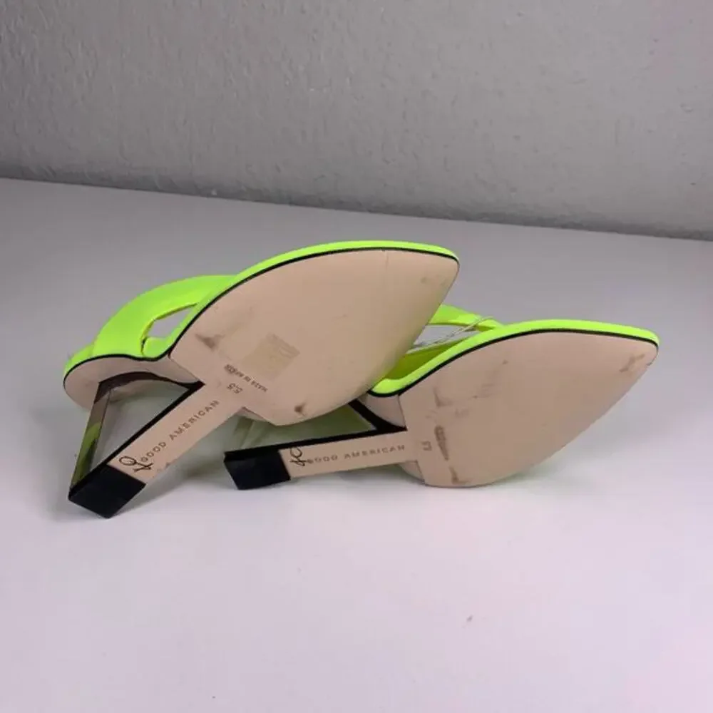 GOOD AMERICAN Lime Green Clear Wedge Sandals Size‎ 5.5